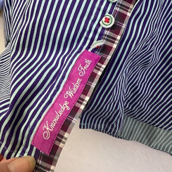 Robert Graham Shirt Mens Large Cotton Stripe Flip Cuff   button up blue yellow - Picture 8 of 8